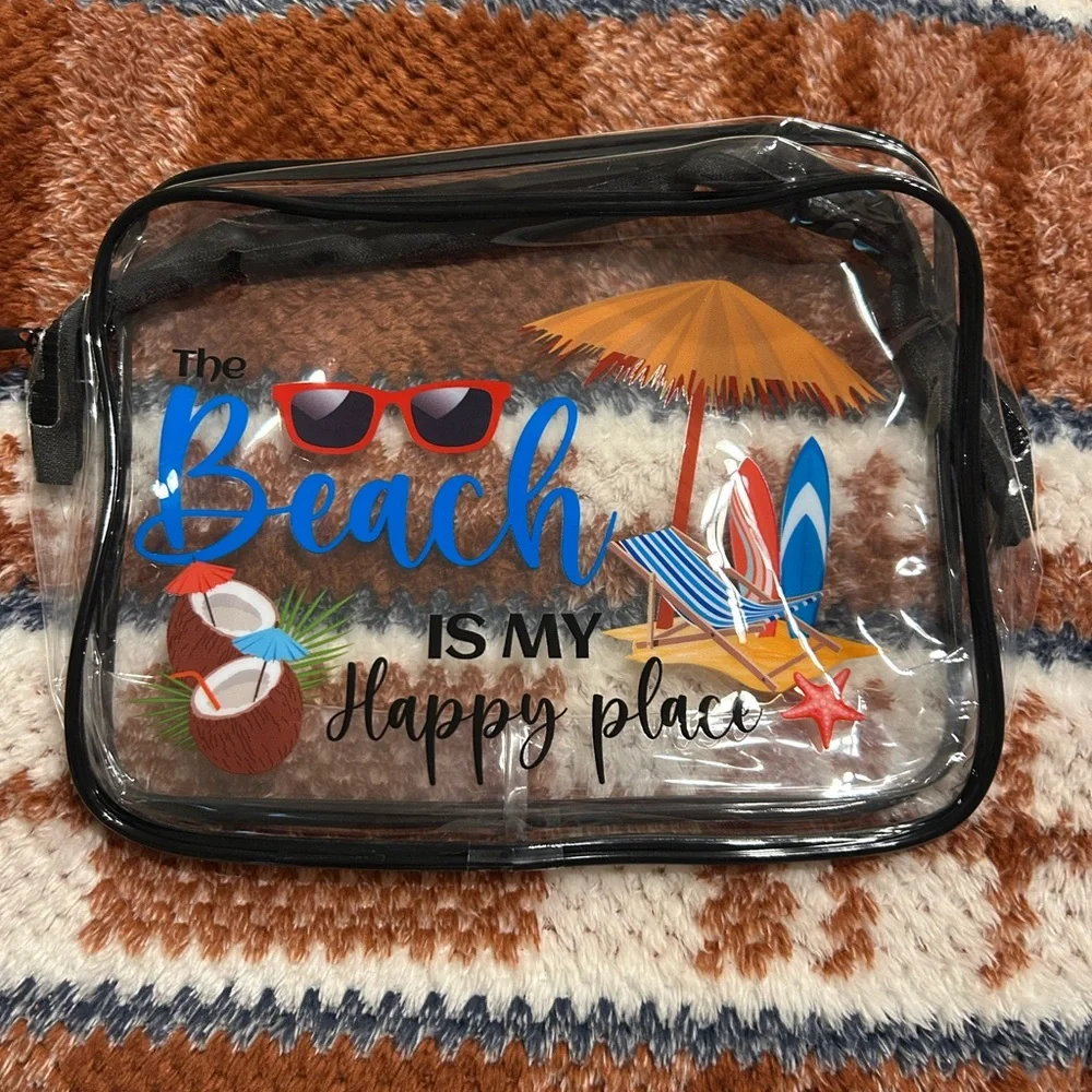 Clear Beach Theme Cosmetic Bag
